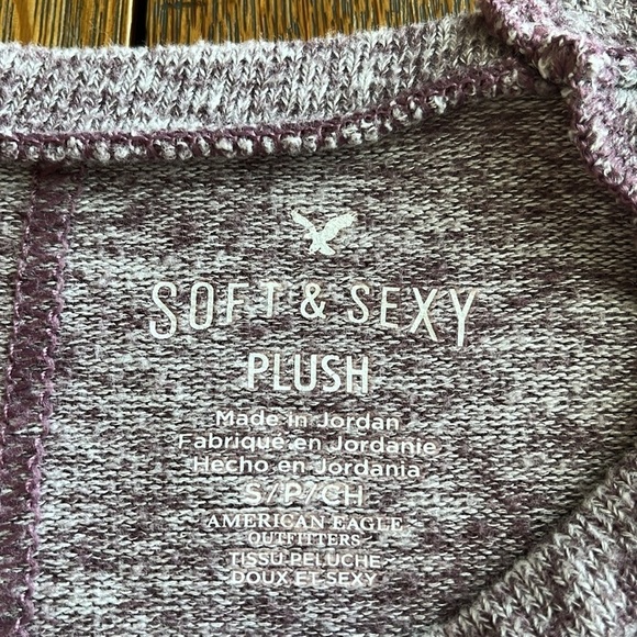 American Eagle Soft and Sexy Plush Size Small Scoop Neck Long Sleeves Raw Hem - Picture 3 of 12